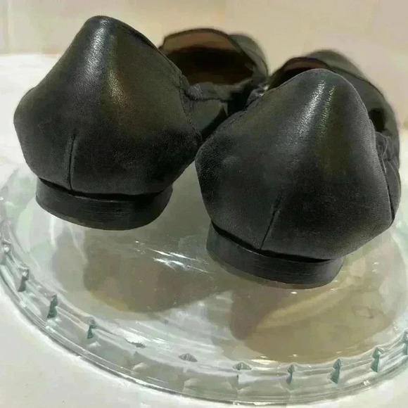 AGL Black Leather Ballet Flat with Patent Leather Toe SZ 38 - Picture 4 of 11